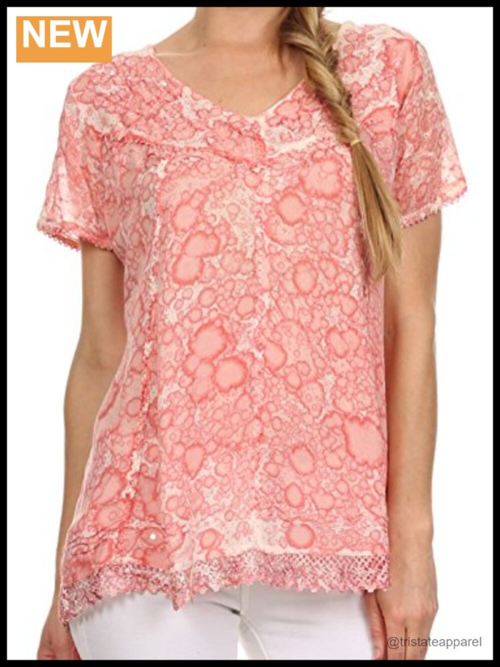 Relaxed Fit Rayon Blouse with Embroidery and Sequin Accents